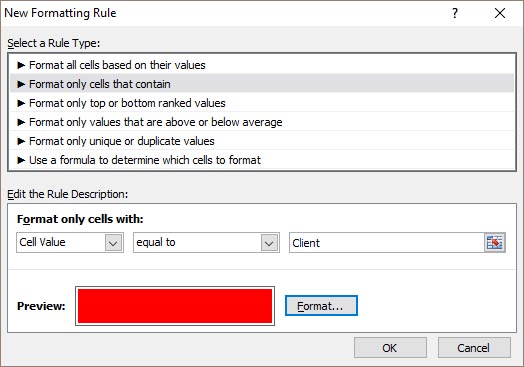 Auto-updating Gantt chart in Excel: Conditional Formatting pop-up