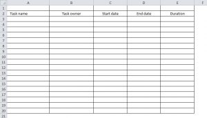 Make a Gantt chart in Excel: step 1
