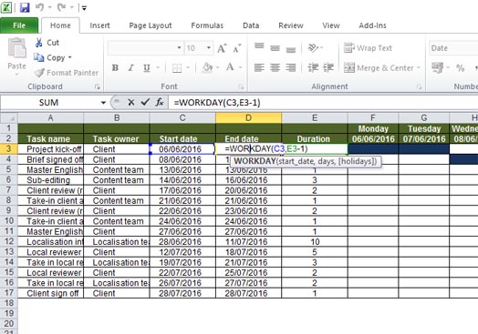 Exclude non-workdays from your auto-updating Gantt chart